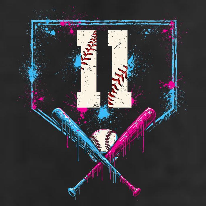 11th Birthday Baseball Home Plate Drip Ice Cream Sprinkle 7 Panel Mesh Trucker Snapback Hat