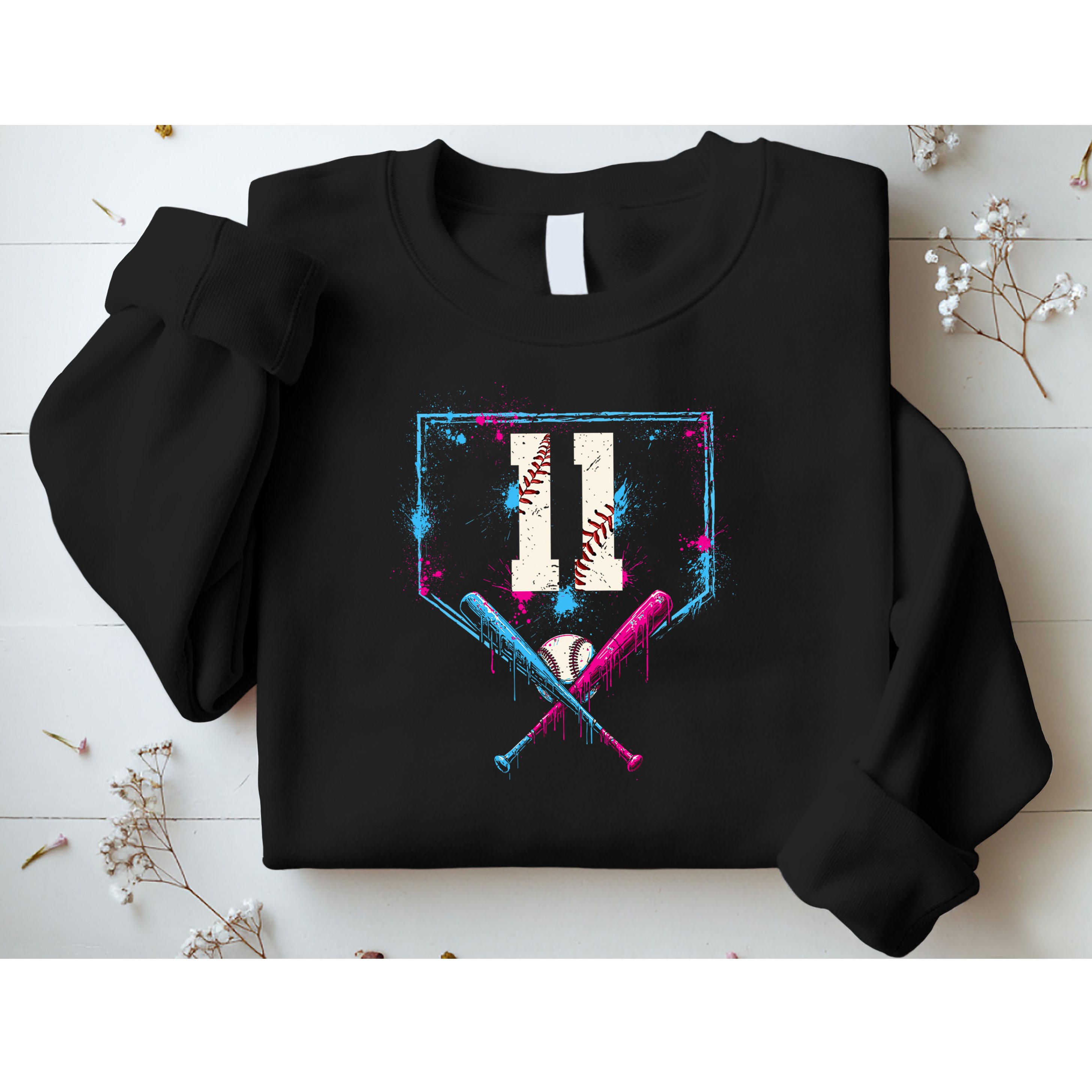 11th Birthday Baseball Home Plate Drip Ice Cream Sprinkle Sweatshirt