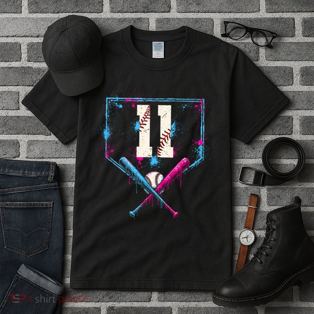 11th Birthday Baseball Home Plate Drip Ice Cream Sprinkle Tall T-Shirt