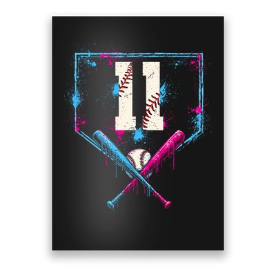 11th Birthday Baseball Home Plate Drip Ice Cream Sprinkle Poster