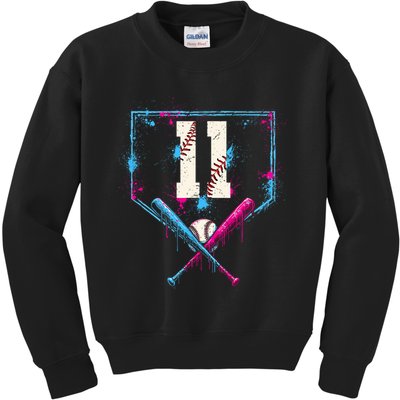 11th Birthday Baseball Home Plate Drip Ice Cream Sprinkle Kids Sweatshirt
