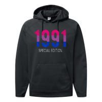 1991 Bisexual Birthday Bisexual Pride Bi Gift Bisexuality Performance Fleece Hoodie