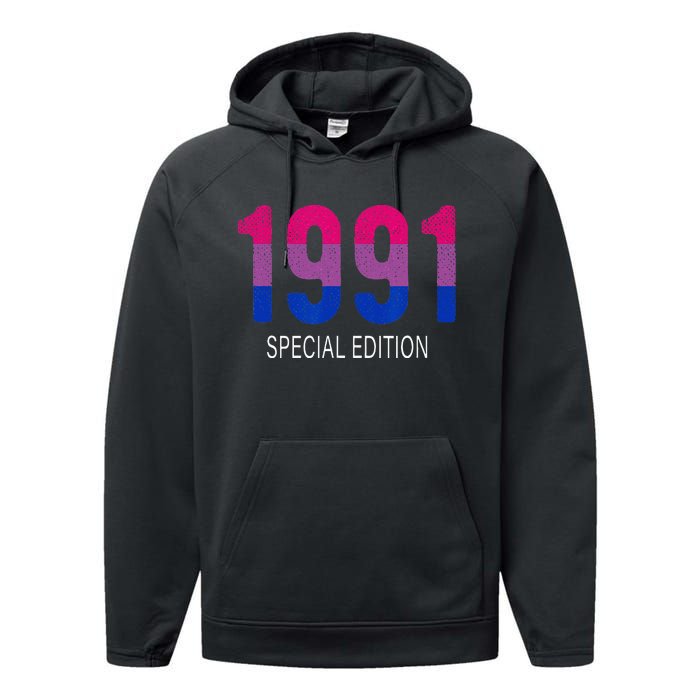 1991 Bisexual Birthday Bisexual Pride Bi Gift Bisexuality Performance Fleece Hoodie