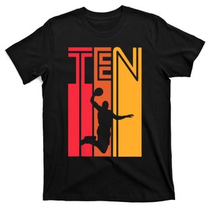 10th Birthday Basketball Lover Gift 10 Years Old Retro T-Shirt