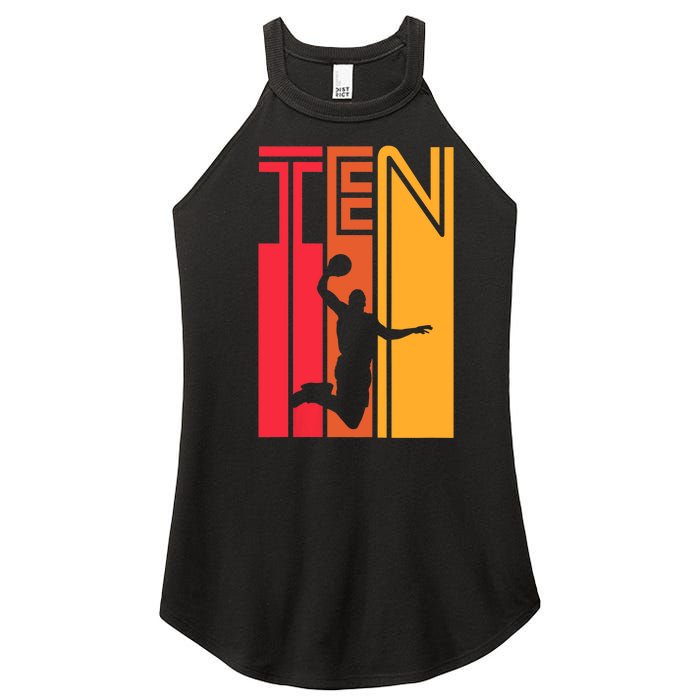 10th Birthday Basketball Lover Gift 10 Years Old Retro Women’s Perfect Tri Rocker Tank