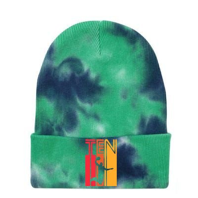 10th Birthday Basketball Lover Gift 10 Years Old Retro Tie Dye 12in Knit Beanie