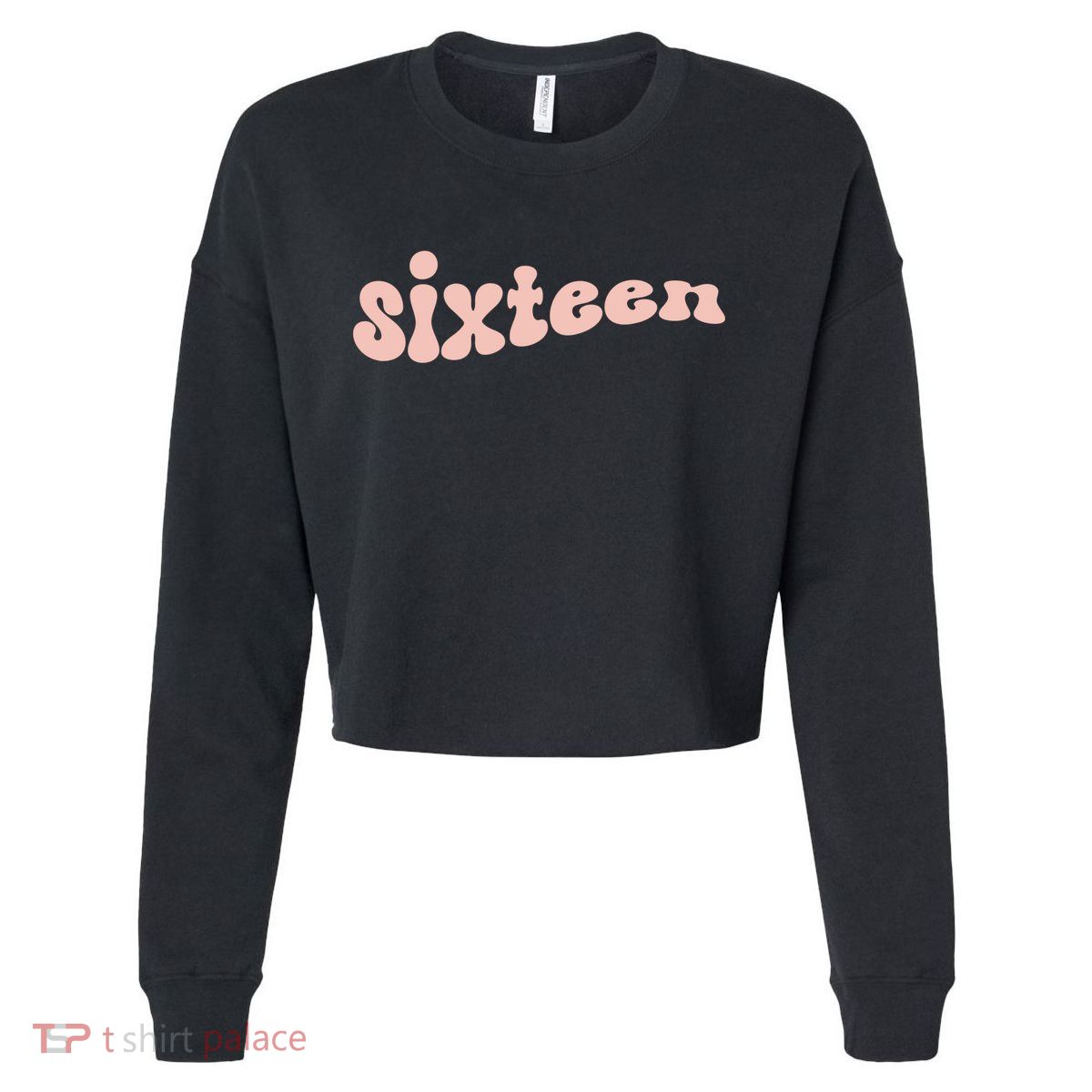 16th Birthday Boho Retro Vintage Wavy 16 Sweet Sixteen Gift Cropped Pullover Crew