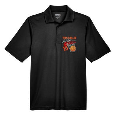 15th Birthday Basketball  Funny 15 Years Old  Gift Men's Origin Performance Pique Polo