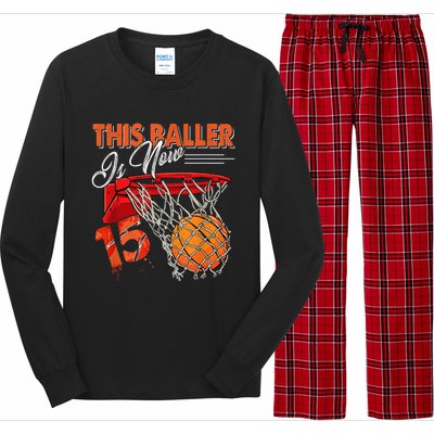 15th Birthday Basketball  Funny 15 Years Old  Gift Long Sleeve Pajama Set