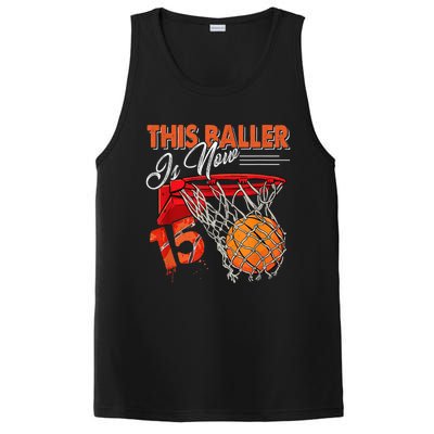 15th Birthday Basketball  Funny 15 Years Old  Gift PosiCharge Competitor Tank