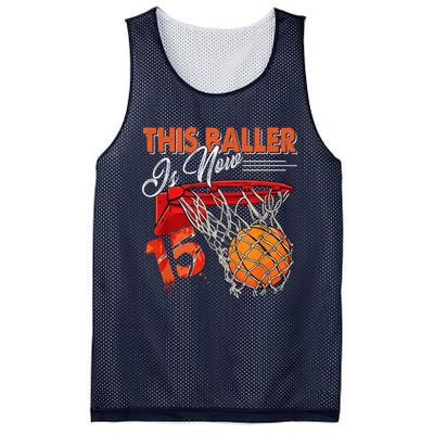 15th Birthday Basketball  Funny 15 Years Old  Gift Mesh Reversible Basketball Jersey Tank