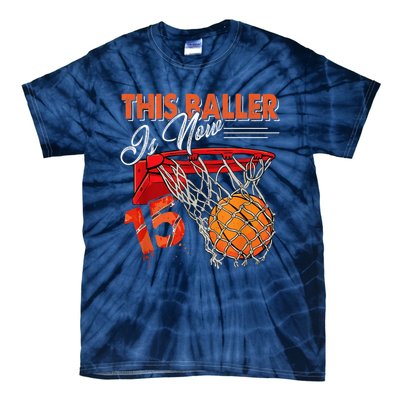 15th Birthday Basketball  Funny 15 Years Old  Gift Tie-Dye T-Shirt