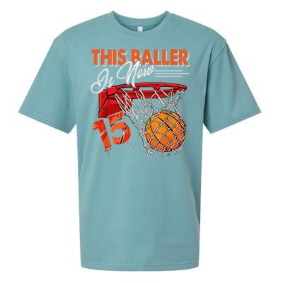 15th Birthday Basketball  Funny 15 Years Old  Gift Sueded Cloud Jersey T-Shirt