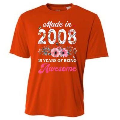 15th Birthday Born in 2008 15 Year Old Gift Girl Teen Cooling Performance Crew T-Shirt