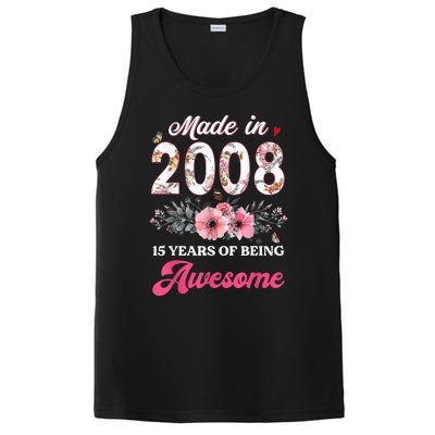 15th Birthday Born in 2008 15 Year Old Gift Girl Teen PosiCharge Competitor Tank