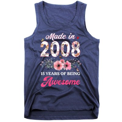 15th Birthday Born in 2008 15 Year Old Gift Girl Teen Tank Top