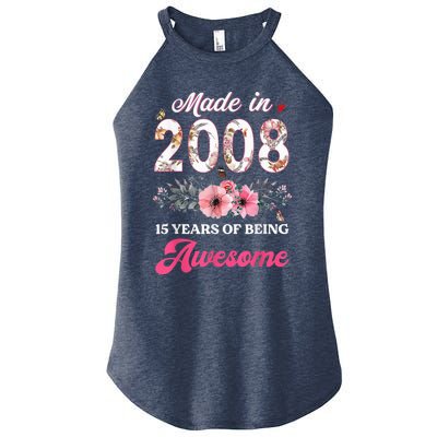 15th Birthday Born in 2008 15 Year Old Gift Girl Teen Women’s Perfect Tri Rocker Tank