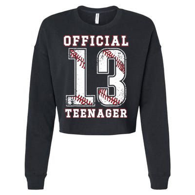 13th Birthday Boy Party Baseball Teenage Cropped Pullover Crew