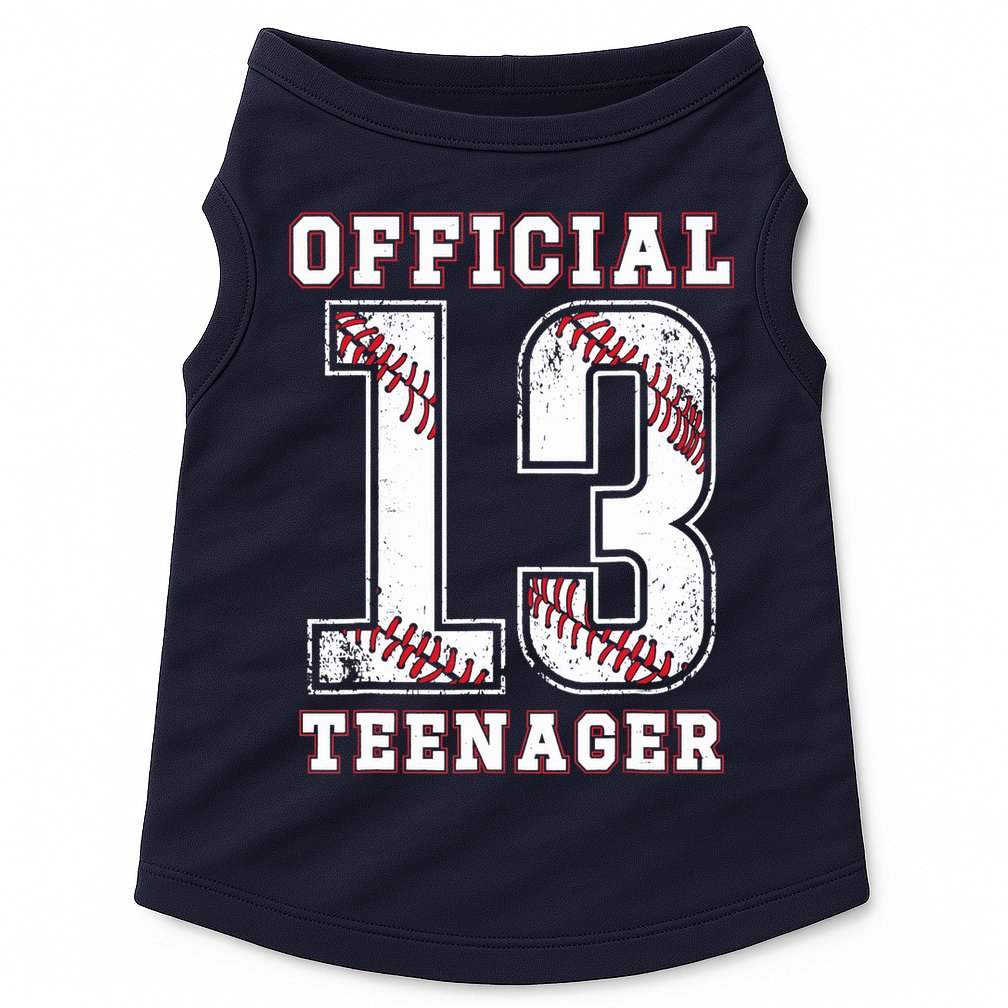 13th Birthday Boy Party Baseball Teenage Doggie Tank