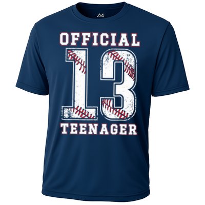 13th Birthday Boy Party Baseball Teenage Cooling Performance Crew T-Shirt