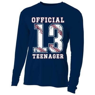 13th Birthday Boy Party Baseball Teenage Cooling Performance Long Sleeve Crew