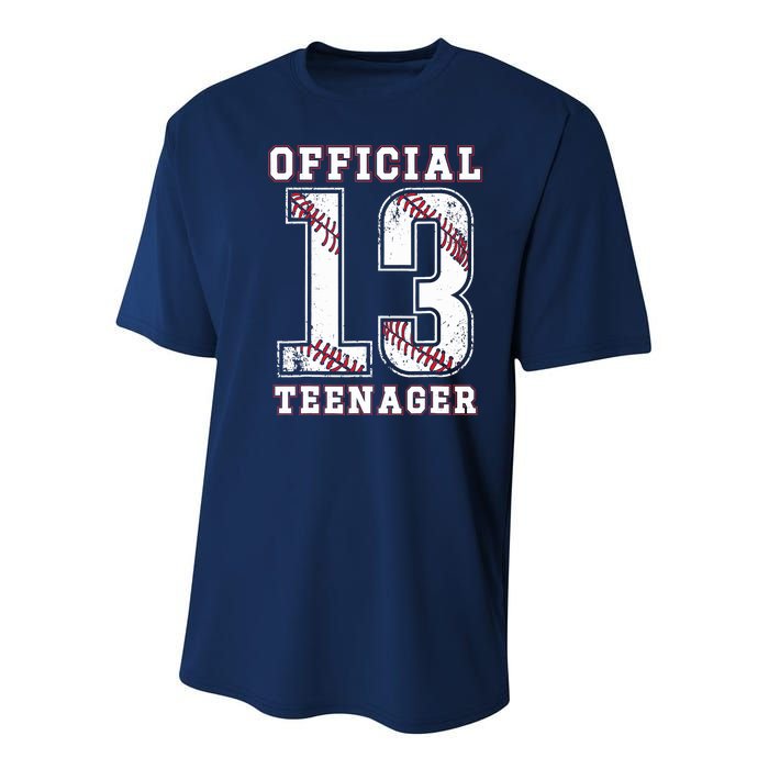 13th Birthday Boy Party Baseball Teenage Youth Performance Sprint T-Shirt