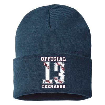 13th Birthday Boy Party Baseball Teenage Sustainable Knit Beanie