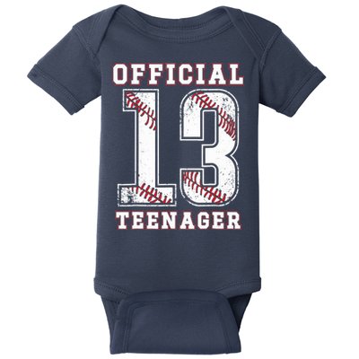 13th Birthday Boy Party Baseball Teenage Baby Bodysuit
