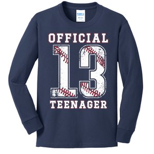 13th Birthday Boy Party Baseball Teenage Kids Long Sleeve Shirt