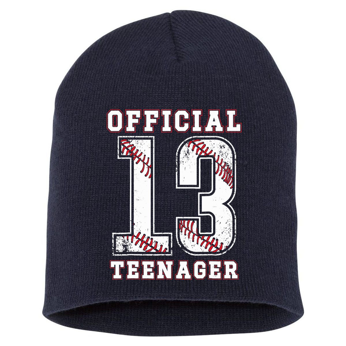 13th Birthday Boy Party Baseball Teenage Short Acrylic Beanie