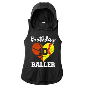 10th Birthday Baller Funny 10 Year Old Softball Basketball Ladies PosiCharge Tri-Blend Wicking Draft Hoodie Tank