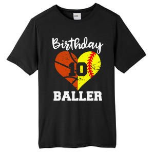 10th Birthday Baller Funny 10 Year Old Softball Basketball Tall Fusion ChromaSoft Performance T-Shirt