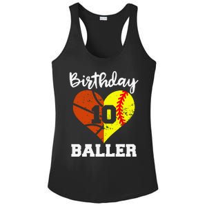 10th Birthday Baller Funny 10 Year Old Softball Basketball Ladies PosiCharge Competitor Racerback Tank