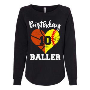 10th Birthday Baller Funny 10 Year Old Softball Basketball Womens California Wash Sweatshirt