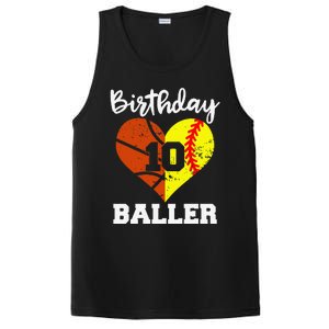 10th Birthday Baller Funny 10 Year Old Softball Basketball PosiCharge Competitor Tank