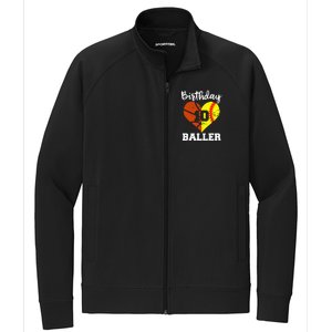 10th Birthday Baller Funny 10 Year Old Softball Basketball Stretch Full-Zip Cadet Jacket