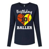 10th Birthday Baller Funny 10 Year Old Softball Basketball Womens Cotton Relaxed Long Sleeve T-Shirt