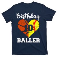 10th Birthday Baller Funny 10 Year Old Softball Basketball T-Shirt