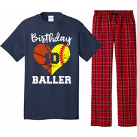 10th Birthday Baller Funny 10 Year Old Softball Basketball Pajama Set