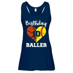 10th Birthday Baller Funny 10 Year Old Softball Basketball Ladies Essential Flowy Tank