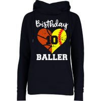 10th Birthday Baller Funny 10 Year Old Softball Basketball Womens Funnel Neck Pullover Hood