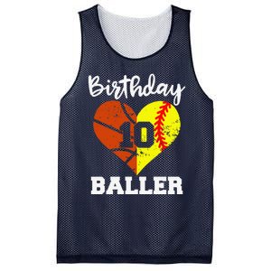 10th Birthday Baller Funny 10 Year Old Softball Basketball Mesh Reversible Basketball Jersey Tank