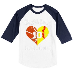 10th Birthday Baller Funny 10 Year Old Softball Basketball Baseball Sleeve Shirt