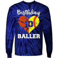 10th Birthday Baller Funny 10 Year Old Softball Basketball Tie-Dye Long Sleeve Shirt