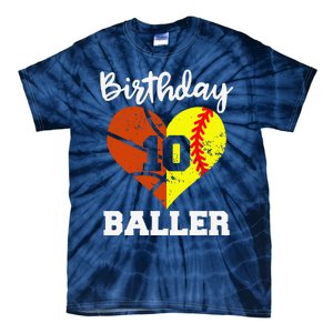 10th Birthday Baller Funny 10 Year Old Softball Basketball Tie-Dye T-Shirt