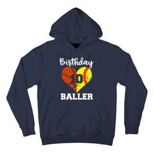 10th Birthday Baller Funny 10 Year Old Softball Basketball Tall Hoodie