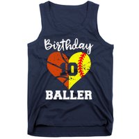 10th Birthday Baller Funny 10 Year Old Softball Basketball Tank Top