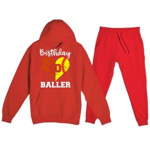 10th Birthday Baller Funny 10 Year Old Softball Basketball Premium Hooded Sweatsuit Set