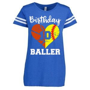 10th Birthday Baller Funny 10 Year Old Softball Basketball Enza Ladies Jersey Football T-Shirt