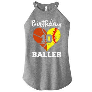 10th Birthday Baller Funny 10 Year Old Softball Basketball Women's Perfect Tri Rocker Tank